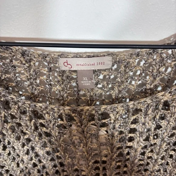 Dressbarn Open Crochet Knit Khaki Top NEW with tags Size XL Coverup Beachy - Picture 8 of 12